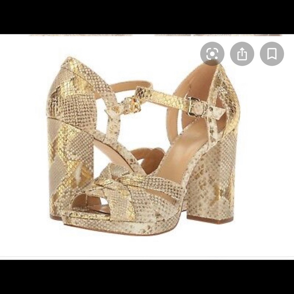 Women's Gold Snakeskin Heels